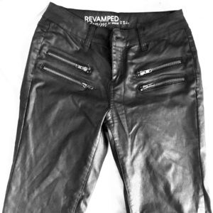 Black Leather-Look Skinny Jeans